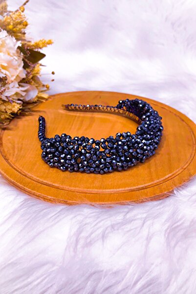 SimgeAksesuar Tamamen El Yapımı Lacivert Kristal Taşlı Şık Ve Zarif Nişan Kın...