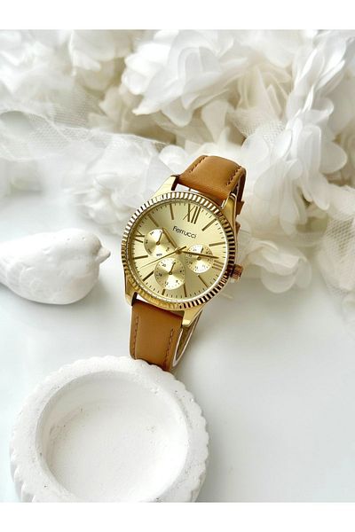 Ferrucci FERRUCCi̇ - Women's WristwAtch with Light Brown LeAther Cord