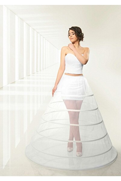 jupon Kadın Kırık Beyaz 6 Telli Farbasız Prenses Gelinlik Tarlatan 1006-1