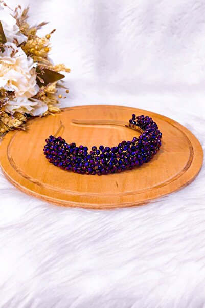 SimgeAksesuar إكسسوار شعر الخطوبة بحجر الكريستال باللون الأرجواني