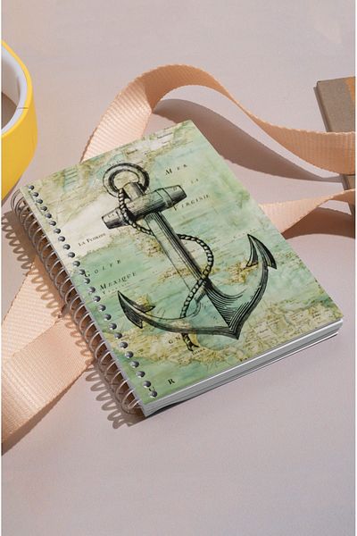 kutuTR 15x21 Vip Modelist Notebook - Sailor Pattern, Wooden MDF Cover, 100 Sheets Lined, 80gr/m2 Ç523