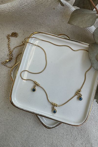 fuya design 50cm Mini Evil Eye Steel Necklace