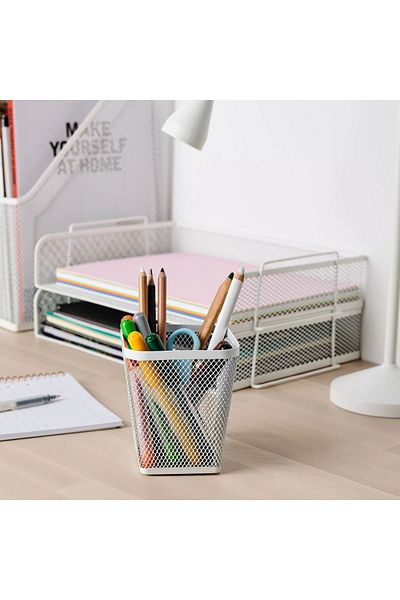 IKEA Μεταλλική Λευκή Επιτραπέζια Στυλοθήκη 2 Τεμαχίων