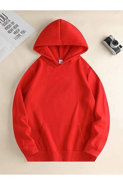 Let's Wear Унисекс суитшърт с качулка - голям размер, щампа на гърба и релеф