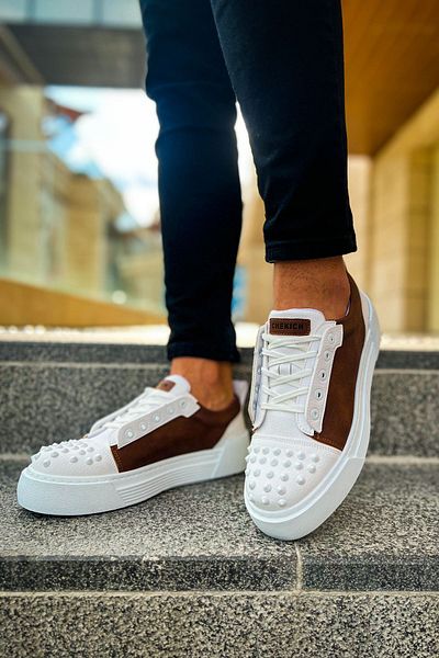 BZ Moda B169 Thorn Ανδρικό Sneaker - Ορθοπεδική σόλα, Casual Skin, White/Tan CBT