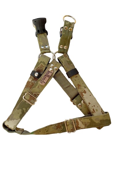 balkonda Köpek Göğüs Tasması Kamuflaj Kumaş Genişlik:2,5cm Göğüs Ölçüsü:50-85cm Ayarlamalı Dog Harness Gt4-1