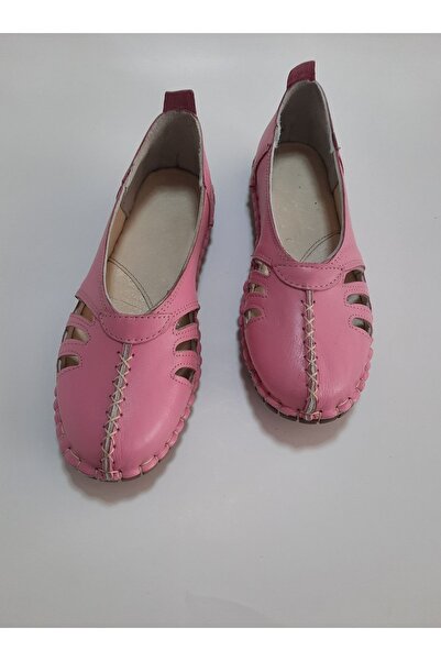 KAPAR İçi Dışı Hakiki deri Pembe renk ortopedik çarık babet