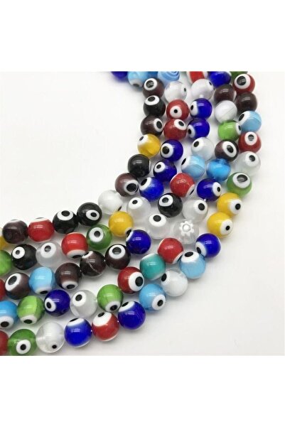 ella'nın çarşısı 8 мм цветни кръгли стъклени мъниста „Зло око“ – комплект, 2 ...