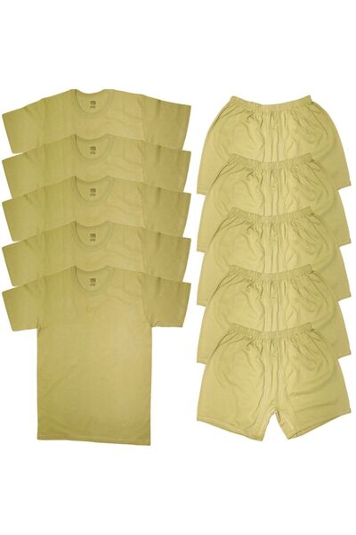 Baggor قميص داخلي رياضي نصف كم بلون النانو مكون من 5 قطع + بوكسر + جوارب للمب...