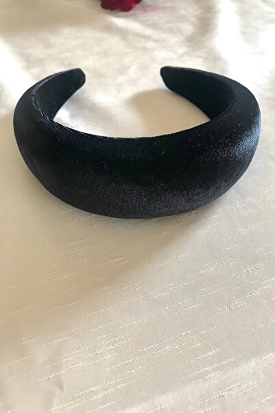 alsaccessories Βελούδινο μαύρο χρώμα με επένδυση από ίσια κορώνα μαλλιών