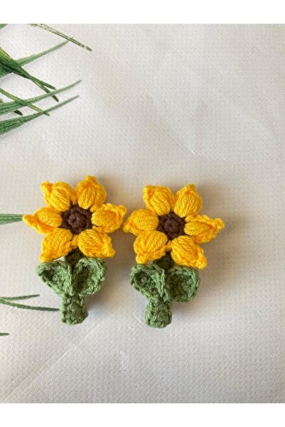 Punch Dükkanı Handmade Niş Ayçiçeği Model 2'li Klips Toka Kadın/kız Saç Akses...