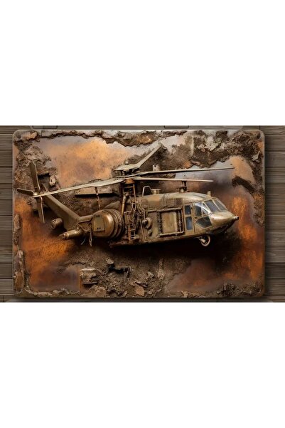 kho military design 30x20 cm. Helikopter Motifli Alüminyum Levha