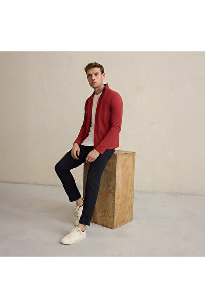 Sarar İNTERVİEW SLİM FİT  DİK YAKA DOKUMA KUMAŞ İNCE KIRMIZI MONT