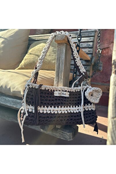 Nora El Örgüsü Günlük Sade Penye İp Çanta