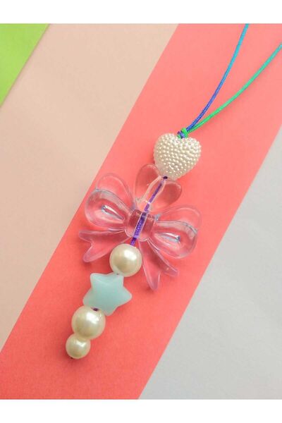 nasclaycollection ornament pentru geantă și portofel, curea pentru telefon, farmec cu panglică cu stea albastră mini