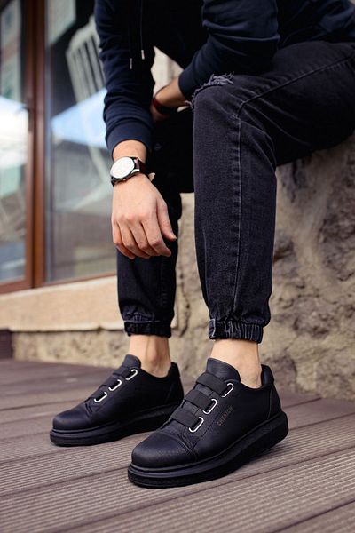 BZ Moda B253 Mirror - Ανδρικά αθλητικά παπούτσια, μη ορθοπεδική σόλα, casual δέρμα, CST μαύρο