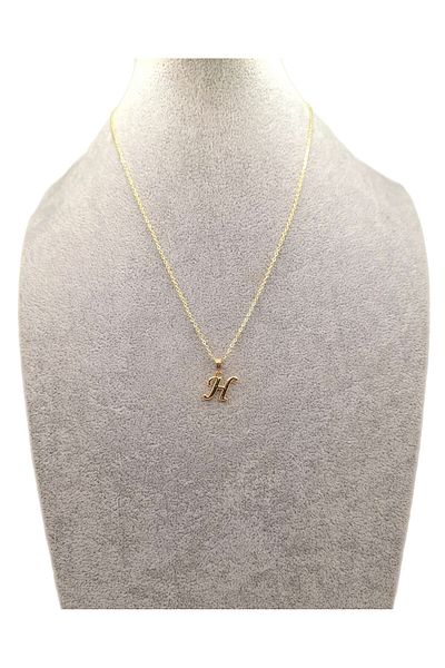 Han Ticarethane Gold Color Letter H Patterned Necklace