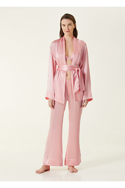 zau Kadın Pembe Saf İpek Pijama Takım Seti