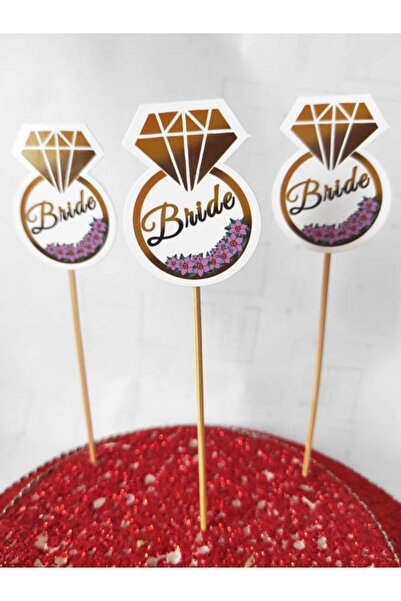 BEYHAN BAYHAN 15 Cm Uzun Kürdan - 10 Adet Tek Taş Şeklinde Bride Baskılı Beka...