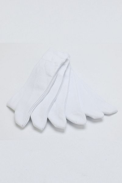 BOSAMED Large Size Men's Socks 45-50 Size 6 Pieces White