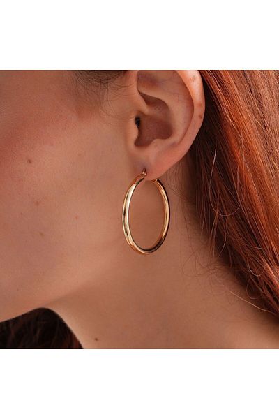 modernist Gold Color Hoop Earrings