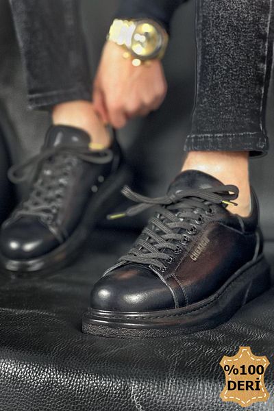 BZ Moda B257 Estrella - Pantofi casual pentru bărbați cu talpă ortopedică - Piele naturală, DST negru