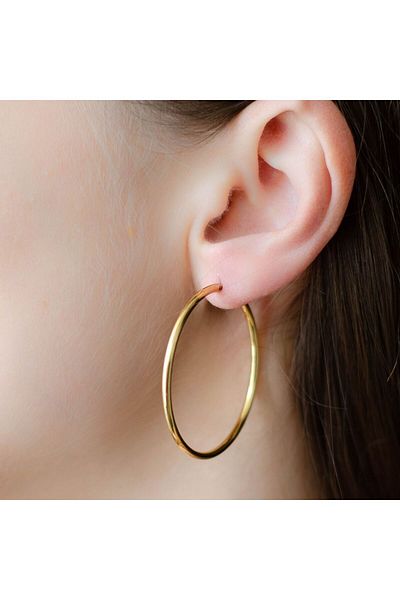 modernist Gold Color Hoop Earrings