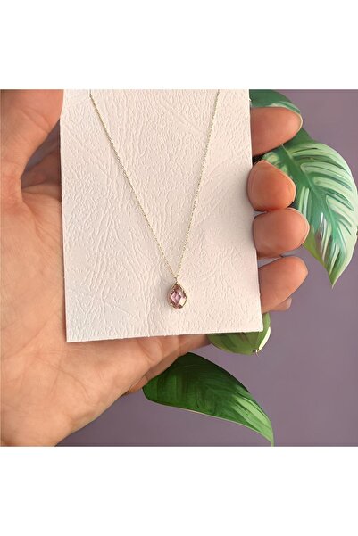 Goldstation 14 Ayar Damla Taşlı Altın Kolye