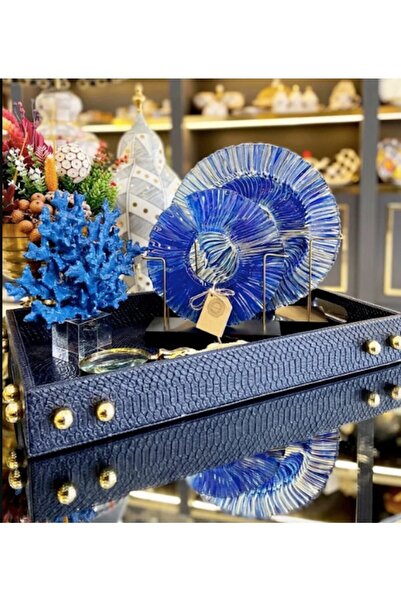 MIARIK DESIGN & DEKORASYON Dekoratif Deri Tepsi Desenli