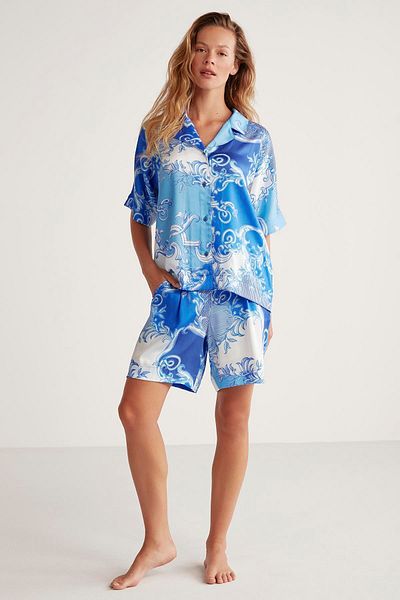 Penyemood Soft Textured Shirt Collar Shorts Women's Pajamas Set - Combed Cotton Mood