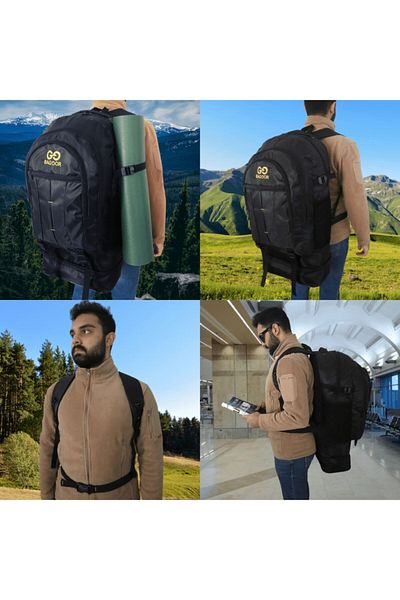 Baggor Μαύρο αδιάβροχο σακίδιο πλάτης 90 λίτρων με θήκη φορητού υπολογιστή πολλαπλών διαμερισμάτων Campinger-travel-Mountaineer