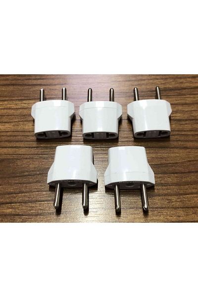 Axe Tools 5 Pieces of American Canadian Socket Converter Usa to Eu Plug Converter White Color
