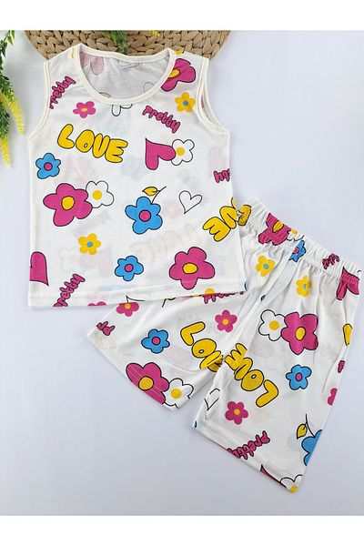 Butik Set pijamale de vară pentru fete cu pantaloni scurți Culoare roz gri cu buline Barbie imprimat
