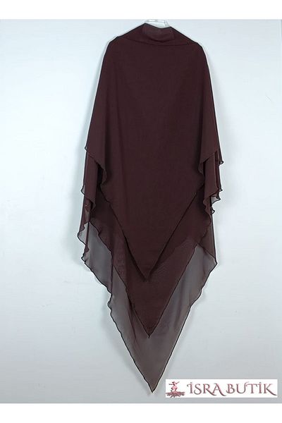 ŞİFON Hijab Long Chiffon Bitter Coffee with Souffle Instant Veil Without Veil Suitable for Use