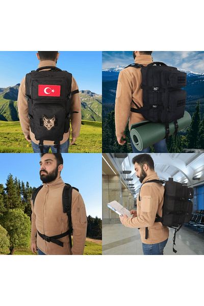 Baggor Μαύρο αδιάβροχο Camper Tactical Backpack - Multi-Eye, για ταξίδια και ορειβάτες + 1 πέπλο