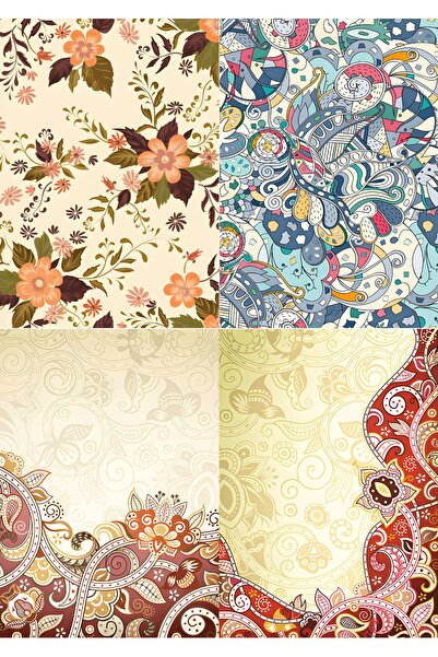 Arilcraft 16 Parça Çiçek, Mozaik, Retro Temalı Scrapbook Kağıt Seti