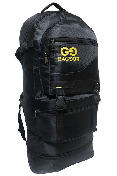 Baggor 65+10l Gusseted Black Waterproof Multi-Compartment Laptop Compartment Camper-Travel-Mountaineer Backpack