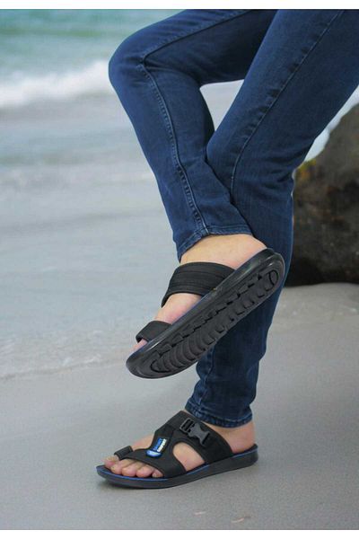Dexter New Sport Confort Flip Flops Black Blue Men's Slippers - World Store