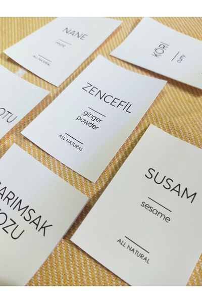Kt Grup - Etichetă pentru borcan - Set de 48 de etichete pentru condimente 7 X 5 Cm - Nu este afectată de apă