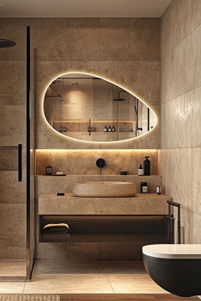 Mirze Life 90x60cm Ledli Modern Banyo Aynası Gün Işığı Aydınlatmalı Lavabo Le...