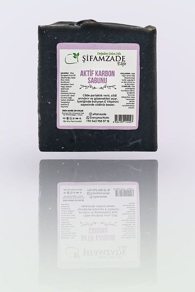 Şifamzade صابون الكربون المنشط يحتوي على زيت شجرة الشاي طبيعي 100% مصنوع يدويًا لعلاج حب الشباب والبثور