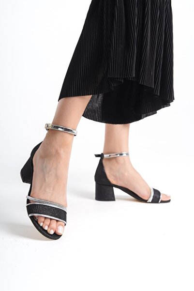 EPTC Černé třpytivé večerní šaty s jedním páskem, otevřeným předním dílem, ka...