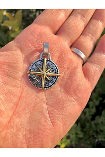 Açıkmeşe Ev Yaşam Ürünleri نموذج البوصلة قلادة نجمة من الفولاذ المقاوم للصدأ