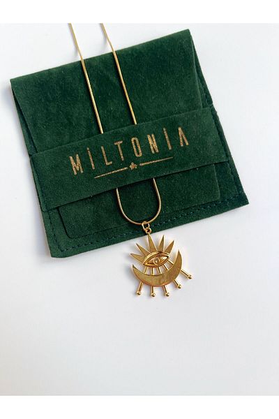 Miltonia Eye Crescent Symbolic Steel Necklace