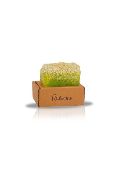 RAVENNA صابون زيت زيتون مصنوع يدويًا بنسبة 100% من ألياف اليقطين الطبيعية