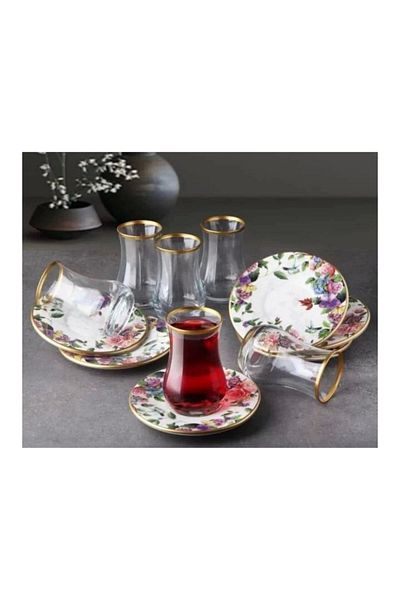 GÖNÜL MUTFAK Gönül 4439 Flore Tea Cup Set of 6