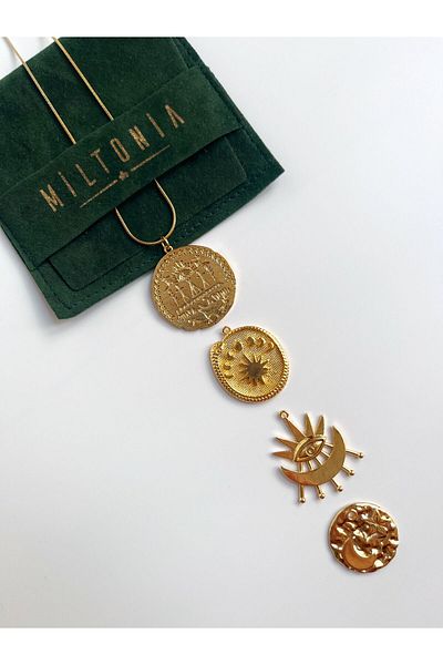 Miltonia Eye Crescent Symbolic Steel Necklace