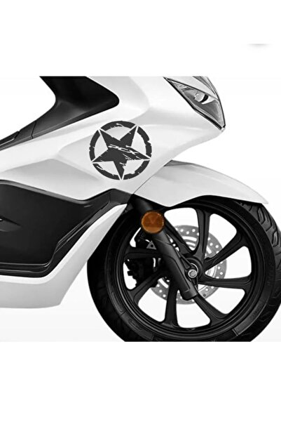 İŞCAN MOTOR Honda Pcx Sticker Askeri Yıldız 2 Adet Siyah 14x14cm