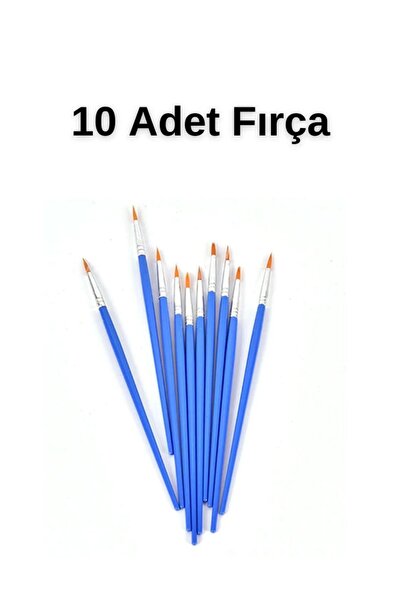 Arthobi Fırça Seti 10 Adet Mavi , Sentetik Sulu, Akrilik Boya, Guaj Boya