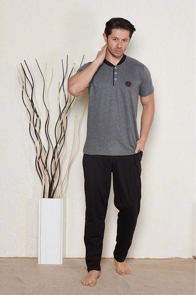 PİJAMMA Men's Plus Size Short Sleeve Pajama Set